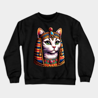 Cleocatra: Regal Egyptian Feline Sovereign Crewneck Sweatshirt